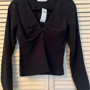 Abercrombie & Fitch Black Knot Front Blouse